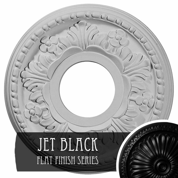 Ekena Millwork Helene Ceiling Medallion (Fits Canopies up to 5 1/4"), 11 7/8"OD x 3 5/8"ID x 7/8"P, Jet Black CM11HEBLF - main